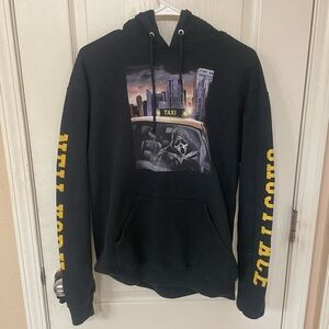 Black Ghost Face Hoodie with Yellow Accents